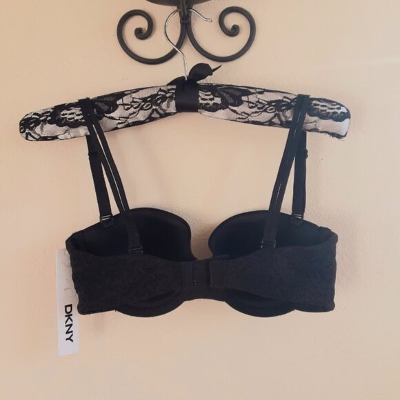 NEW DKNY Convertible Black Lace Push Up Bra  32D - Picture 2 of 4